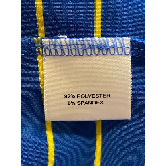 Peter Millar Summer Comfort Blue Yellow Striped Polo Shirt Short Sleeve Size L - Picture 5 of 5